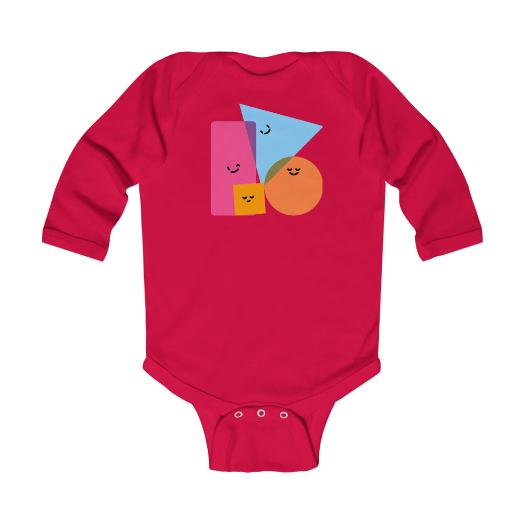 Group of Happy Forms Infant Long Sleeve Bodysuit